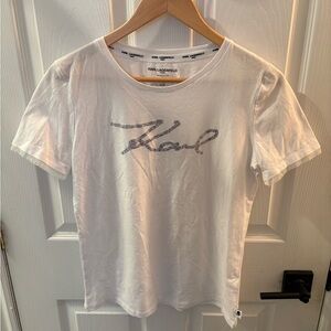 NWOT- Karl Lagerfeld White Graphic Tee
